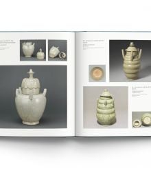 Book cover of Jade Green and Kingfisher Blue, with a pale green Longquan Ware Vase with Phoenix Handles, in National Palace Museum, Taipei. Published by ACC Art Books.