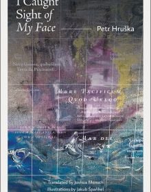 Book cover of Petr Hruška's I Caught Sight of My Face, with a blurred image of ship sailing through choppy seas. Published by Kulturalis.