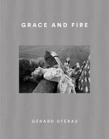 Book cover of Grace and Fire, featuring a model waving a fan while she leans backwards over a wall . Published by Kulturalis.