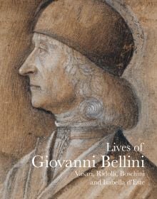 Portrait drawing of Giovanni Bellini by Vittore di Matteo Belliniano, 'Lives of Giovanni Bellini', in white font below, by Pallas Athene.