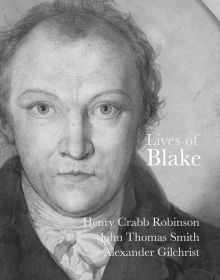 Portrait of William Blake 1802, 'Lives of Blake', in white font to lower right of cover, by Pallas Athene.