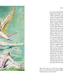 William Blake's artwork 'The Sun at His Eastern Gate', to lower half of sage green cover, 'L’allegro and Il Penseroso', in white font to upper left corner.