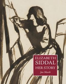 Book cover of Elizabeth Siddal, featuring an Iink sketch by Dante Gabriel Rossetti, titled 'Elizabeth Siddal, Seated at an Easel', 1852. Published by Pallas Athene.