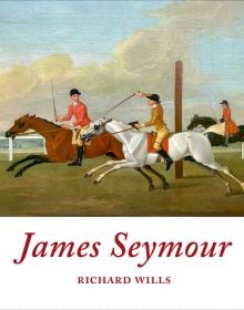 White book cover of James Seymour, featuring a painting titled 'The Match Race', with three riders on horses during race. Published by Pallas Athene.