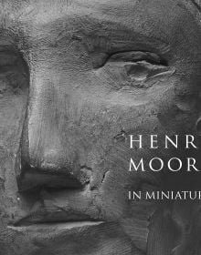 Book cover of Chris Stephens' Henry Moore in Miniature, with a close-up of sculpture of face. Published by Pallas Athene.