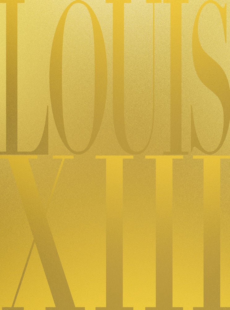 'LOUIS XIII' in Ombre gold, on gold cover of 'Louis XIII Cognac, The Thesaurus', by ACC Art Books.