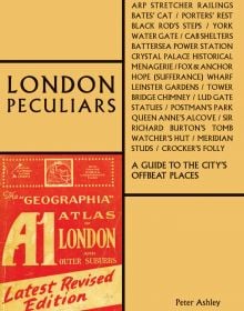 Red copy of London Atlas book, on beige cover of 'London Peculiars A Guide to the City's Offbeat Places', by ACC Art Books.