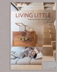 Book cover of Living Little: Simplicity and style in a small space, with an aerial view of figure lying on sofa. Published by Images Publishing.