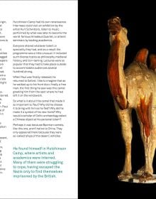 Bronze figure and horse statue, on cover of 'Museum Secrets, Hidden Stories from the Ashmolean', by Ashmolean Museum.