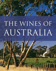 Book cover of Mark Davidson's guide The Wines of Australia, with Gnadenberg Church by Henschke's Hill of Grace vineyard. Published by Academie du Vin Library.