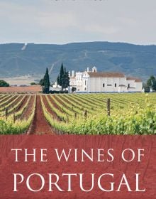 Book cover of Richard Mayson's guide, The Wines of Portugal, with vineyards and mountains behind. Published by Academie du Vin.