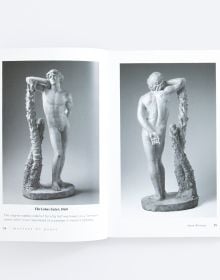 Book cover of Masters of Shape: The Lives and Art of American Women Sculptors, featuring a gold sculpture of female figure holding hands out in front of face, with eyes closed. Published by ORO Editions.