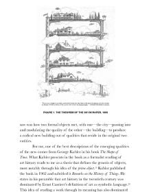 Cityscape with high rise buildings with misty orange sky, on cover of Peter Trummer's The City as a Technical Being, by ORO Editions.