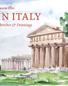 Book cover of In Italy: Sketches & Drawings, featuring a watercolour painting of building with columns. Published by ORO Editions.