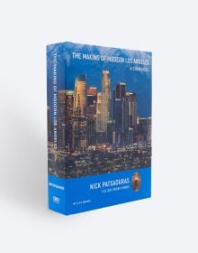 Book cover of The Making of Modern Los Angeles: A Chronicle, with a cityscape of skyscrapers, and mountains behind. Published by ORO Editions.