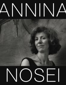 Book cover of Annina Nosei, featuring the gallerist smiling at the camera. Published by ORO Editions.