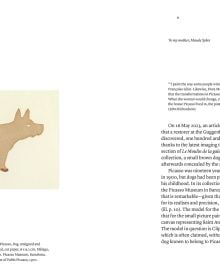 Book cover of Picasso and his Dogs: Amigos Forever, with a painting of a black and white spotted dog. Published by Editions Norma.