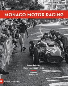 Book cover of Monaco Motor Racing, Edward Quinn. Motorsport 1950 - 1965, featuring Luigi Musso sitting in his Lancia D50, number '24' on nose. Published by Delius Klasing Verlag GmbH.