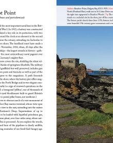 Row of harbour houses near center of turquoise cover of '111 Places in Fife That You Shouldn't Miss', by Emons Verlag.