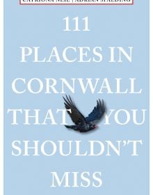 Book cover of 111 Places in Cornwall That You Shouldn't Miss, with a black Cornish crown. Published by Emons Verlag.