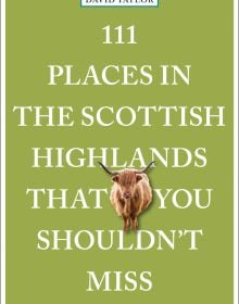 Book cover of 111 Places in the Scottish Highlands That You Shouldn't Miss, a highland cow. Published by Emons Verlag.