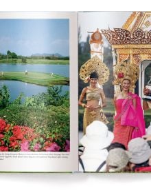 White female model in vintage golf wear, swinging club, THE STYLISH LIFE GOLF, in white font to centre of cover.