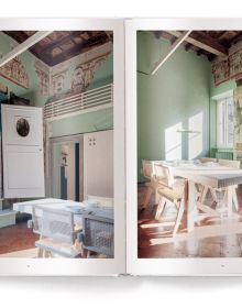 Book cover of Old Houses Made New, featuring two 'before and after renovation' interiors. Published by teNeues Books.