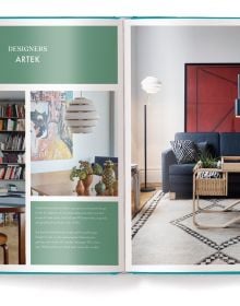 Book cover of Scandi Style, Scandinavian Home Inspiration, with a calm interior with white and grey furnishings, coffee-table, and forest outside. Published by teNeues.