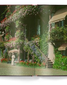 Book cover of Autochrome, The Fascination of Early Colour Photography, with woman wearing a red and orange dress, and floppy hat. Published by teNeues Books.