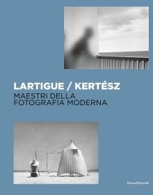 Book cover of Lartigue | Kertész, featuring two black and white photographs by the sea. Published by Silvana.