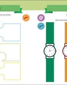 Book cover of My First Book About Telling Time: Montessori Activity Book, with an alarm clock, a wristwatch, and 4 plant pots. Published by White Star.