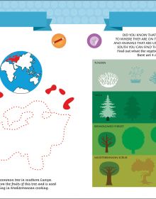 Book cover of My First Book About the World, Montessori Activity Book, with planet earth surrounded by clouds, hot air balloons, planes, and South Korean flag. Published by White Star.