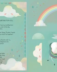 Book cover of Build Up Your Unicorns, with a white mythical creature with coloured hair walking under rainbow. Published by White Star.