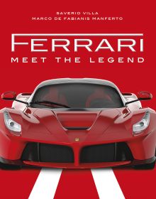 Book cover of Ferrari, Meet the Legend, with the front of red Ferrari F150. Published by White Star.