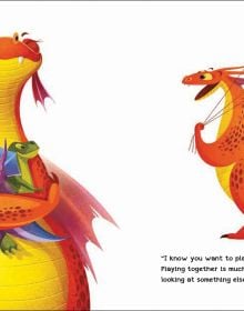 Book cover of How to Teach your Dragon to Share, with four children and yellow and orange dragon, sitting on floor playing. Published by White Star.