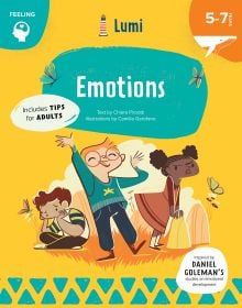 Book cover of Emotions: Feeling, with three children: one happy, one sad, one angry. Published by White Star.