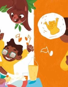 Book cover of Together Is Better: Co-operating, with two children playing with orange basketball. Published by White Star.