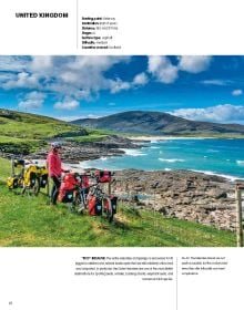 Book cover of Let's Bike!, The Best European Routes on Two Wheel, with a man standing with a pushbike looking towards a sunny mountain view. Published by White Star.