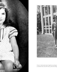 Book cover of Jackie, Life and Style of Jaqueline Kennedy Onassis, with the Former First Lady of the United State wearing a checked dress, sitting on cushioned recliner. Published by White Star.