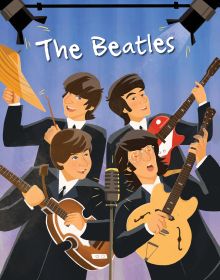 Book cover of The Beatles, Genius, with Ringo, George, Paul and John, playing on stage. Published by White Star.