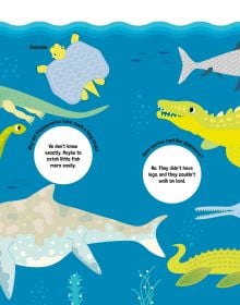 Large white board book of My Huge Book of Dinosaurs, with a collection of prehistoric beasts with scales, sharp teeth and long tails. Published by White Star.