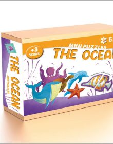 Activity box of The Ocean, with a purple octopus, whale, blue dolphin and starfish. Published by White Star.