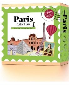 Activity Box Paris City Fun: Build your mini-city and play! with Eiffel Tower, Mona Lisa, Arc de Triomphe, Louvre Pyramid and hot air balloon. Published by White Star.
