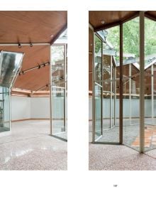 Book cover of The Canada Pavilion at the Venice Biennale, featuring glass building with reflections. Published by 5 Continents Editions.