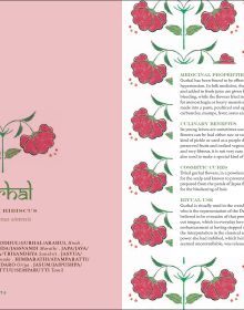 Book cover of The Herbal Sutra: Indian Wisdom & Wellness Through 100 Herbs, with Indian block print patterns. Published by Roli Books.