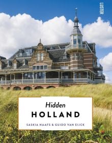 Domburg bathing pavilion, 'Hidden HOLLAND', in black font on white banner below.