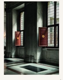 Book cover of Alice Taagten's The Palace: Royal Palace Amsterdam, with a dark interior place room. Published by Waanders Publishers.