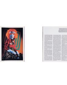 Book cover of Cindy Sherman: Anti-Fashion, with a model dresses as a clown with pink curly wig. Published by Hannibal Books.